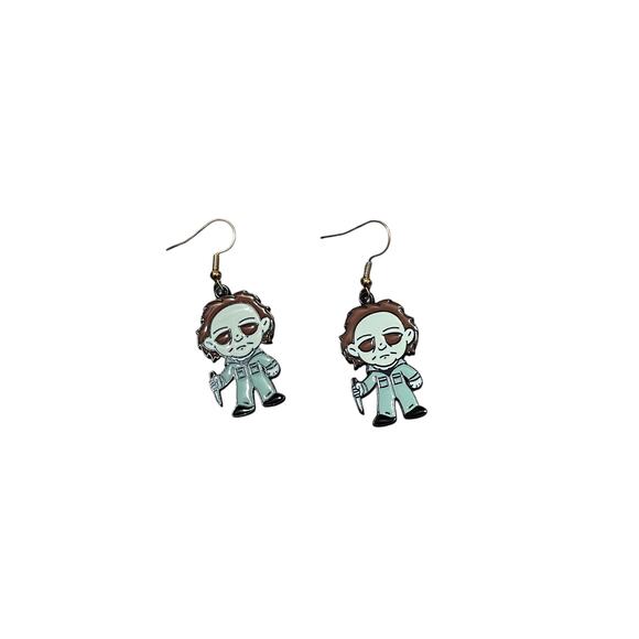 Halloween - Michael Myers - 90's Horror Movie Retro Enamel Dangle Earrings - Picture 1 of 2